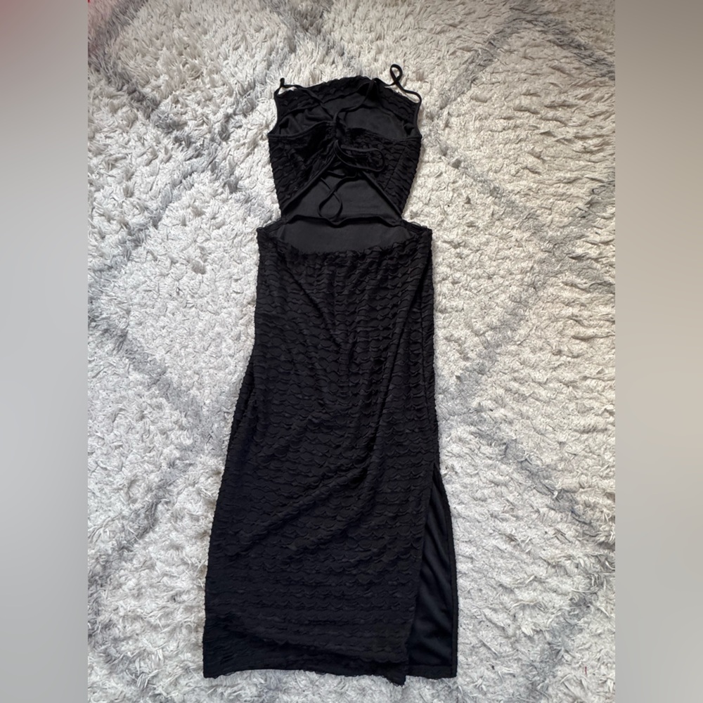 Split Hem Tie Backless Midi Dress